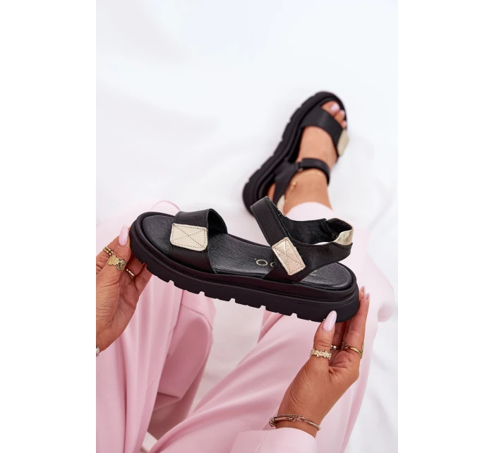 Kožené dámské sandály na platformě model 21694215 černé - Zazoo