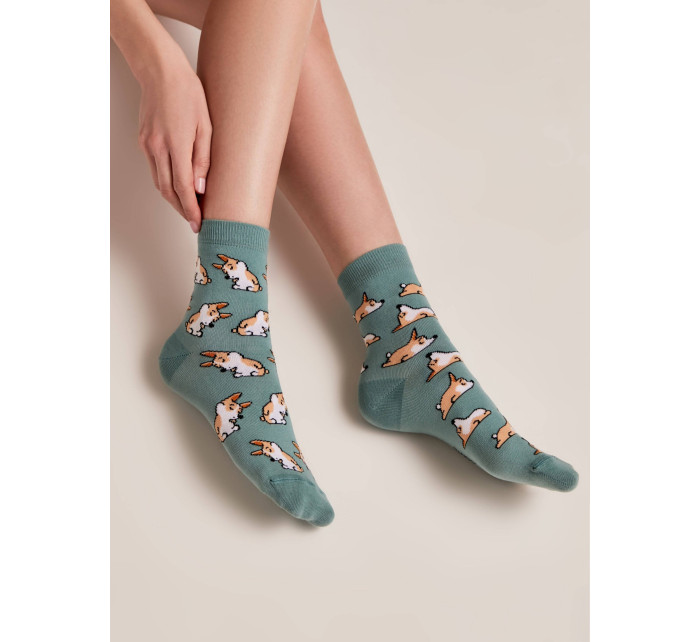 CONTE Ponožky 388 Grey-Turquoise