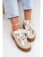 Dámské tenisky na platformě s ozdobami – béžovo-zlaté Vinness Dámské tenisky na platformě s ozdobami – béžovo-zlaté Vinness