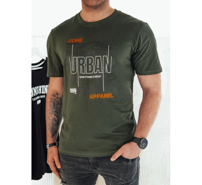 Pánské zelené tričko s potiskem Dstreet RX5456 Pánské zelené tričko s potiskem Dstreet RX5456