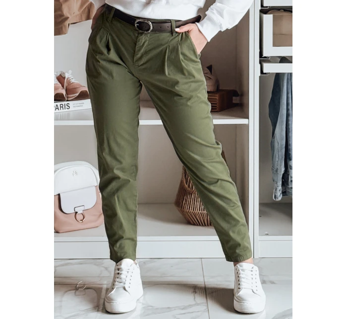 Dámské chinos kalhoty s páskem MODELA khaki FashionStreet UY2572