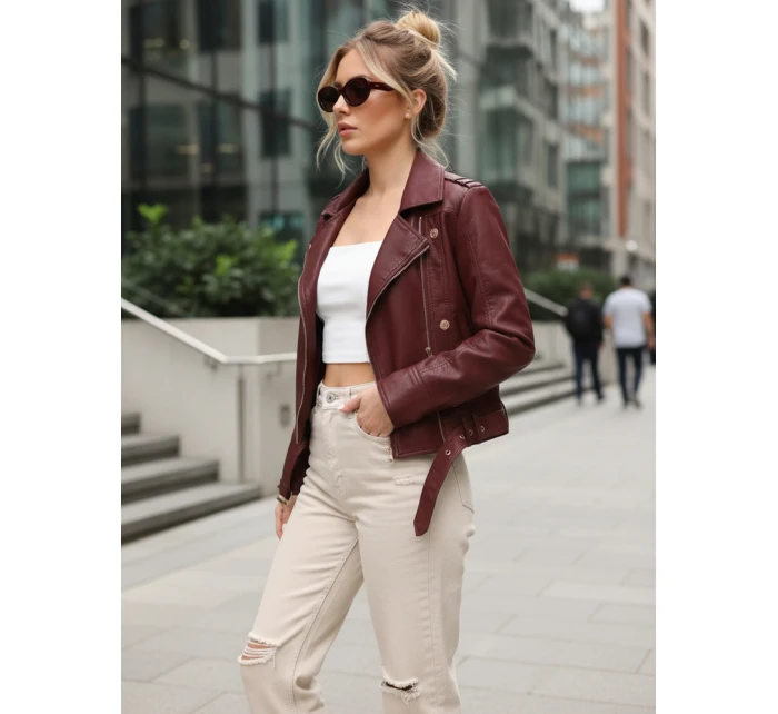 damska skórzana z bordowa model 22035976 - FashionStreet