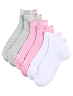 Ponožky Puma Quarter Plain, balení po 3 kusech, růžové, bílé, šedé 938589 11