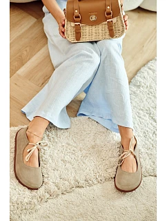 Kožené Semišové Baleríny Barefoot na model 22133937 021 Béžové - Zazoo