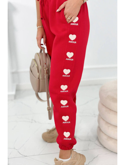 Bavlněné kalhoty Amour červené
