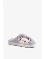 Dámské Chlupaté Pantofle S Medvídkem Šedé Fiorinella
