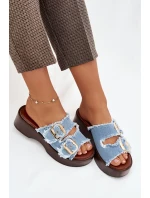 Dámské pantofle na platformě 100-486 Jeans modrá s černou - Joalice Paris Dámské pantofle na platformě 100-486 Jeans modrá s černou - Joalice Paris