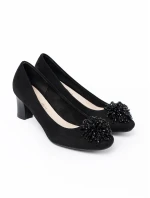 Módní dámské  lodičky černé na širokém podpatku