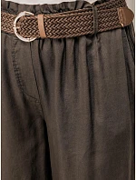 Dámské kalhoty z lyocellu se širokými nohavicemi, hnědé, FashionStreet UY3065