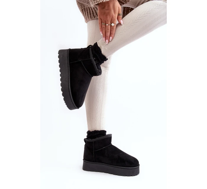 Ženy Sněhové Boty Na Platformě Oteplené Futerkem Černá Xamella