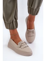 Lehké Dámské Mokasíny Kožené Na Platformě Beige model 21655865 - S.Barski