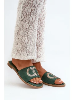 Dámské Ploché Žabky S Cekulemi S.Barski KV27-052 Zelené
