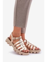 Kožené dámské sandály Zazoo model 21682184 zlaté - Boto Kožené dámské sandály Zazoo model 21682184 zlaté - Boto