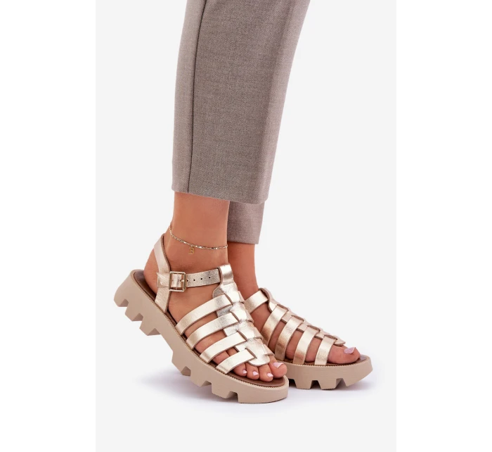 Kožené dámské sandály Zazoo model 21682184 zlaté - Boto Kožené dámské sandály Zazoo model 21682184 zlaté - Boto