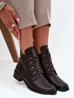 Nízké kotníkové boty s podšívkou na zip s ozdobou hnědé Nevalia