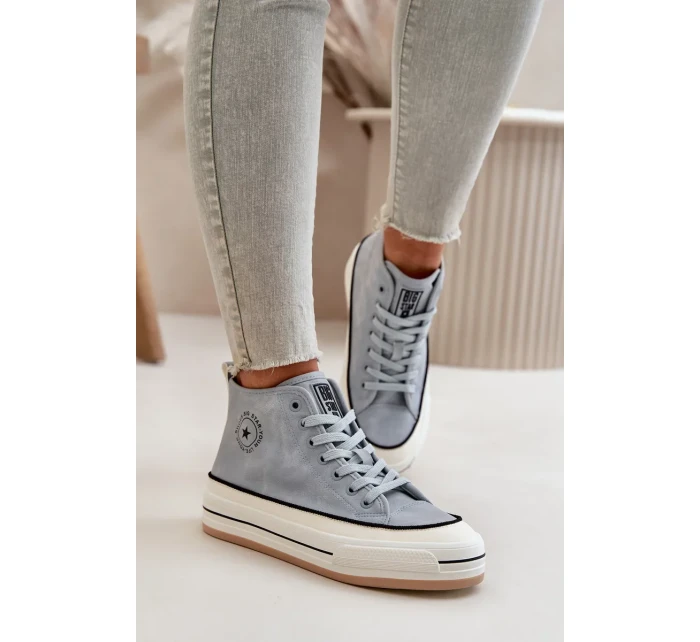 Zateplené Dámské Tenisky Na Platformě Eko Kůže Big Star Modré Zateplené Dámské Tenisky Na Platformě Eko Kůže Big Star Modré