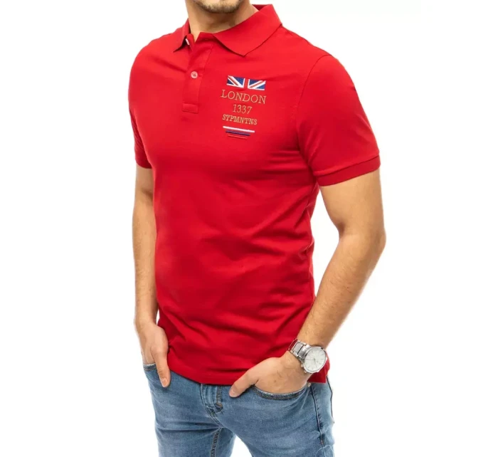 FashionStreet červené vyšívané polo tričko PX0432