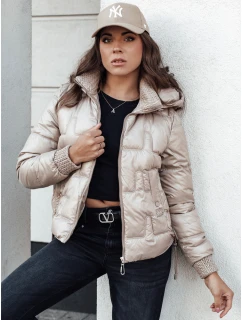 Dámská zimní bunda FASHWARM krátká prošívaná s kapucí velbloudí FashionStreet TY4638