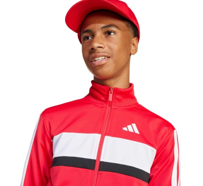 Dětská tepláková souprava adidas Seasonal Essentials Tiberio 3-Stripes Tricot červená/černá JI6214 Dětská tepláková souprava adidas Seasonal Essentials Tiberio 3-Stripes Tricot červená/černá JI6214