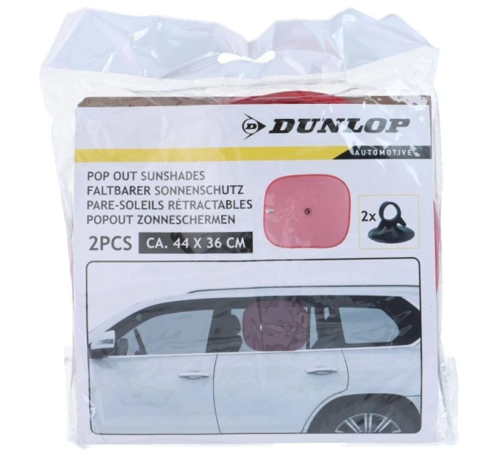 SLUNEČNÍ CLONA S PŘÍSAVKOU 2KS DUNLOP ČERVENÁ
