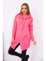Oversize tunika s obálkou vpředu růžová neonová