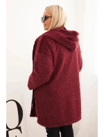 Dámský kabát Plus Size z viskózy na zip s kapucí švestkový Dámský kabát Plus Size z viskózy na zip s kapucí švestkový