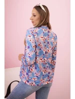 Dámská mikina na zip s květinovým vzorem šedá Dámská mikina na zip s květinovým vzorem šedá