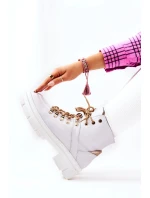 Kožené zateplené boty Bílé béžove model 21572413 - Boto