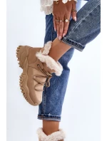 Dámské zimní boty s kožešinou v béžové barvě model 21644000 - EVENTO