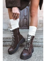 Dámské trapery boty z eko kůže čokoládové Bellora Dámské trapery boty z eko kůže čokoládové Bellora