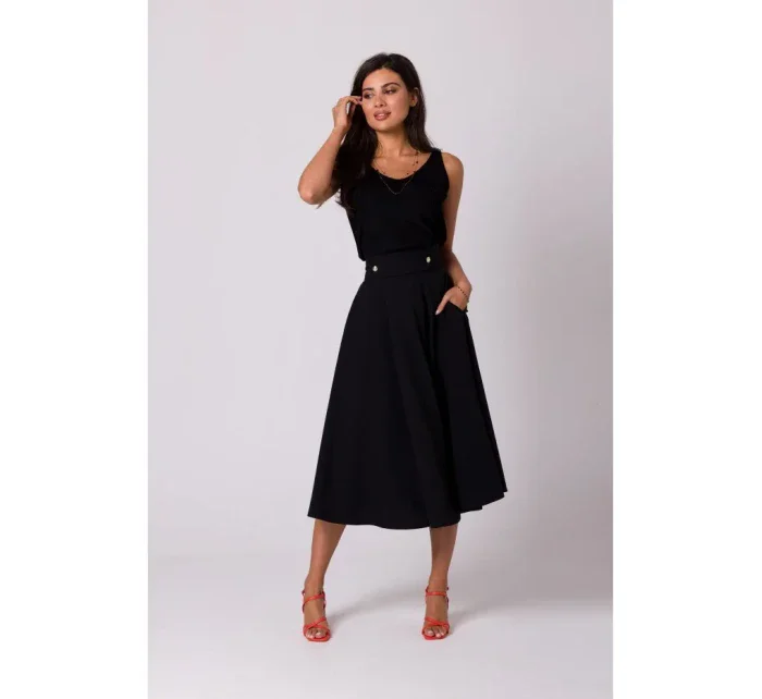 model 18407327 Sukně s vysokým pasem černá - BeWear
