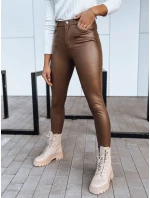 Dámské kožené kalhoty tmavě hnědé model 21971552 - Dstreet Dámské kožené kalhoty tmavě hnědé model 21971552 - Dstreet