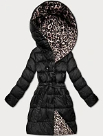 Oboustranná zimní bunda plus size černá/panther (M6-6008-1)