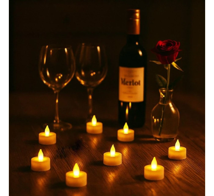 SADA 8 VEDENÝCH ČAJOVÝCH SVÍTIDEL S DÁLKOVÝM OVLÁDÁNÍM