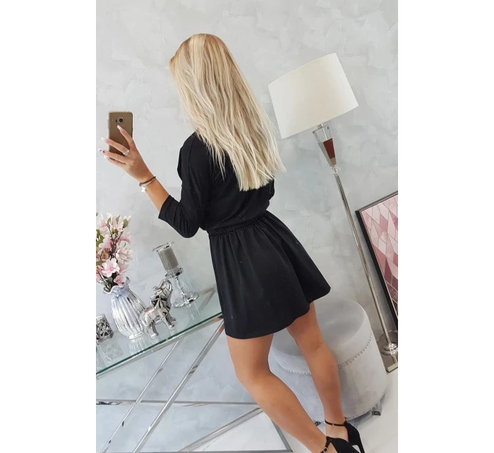 Šaty s flitrovou kapsou černé Šaty s flitrovou kapsou černé