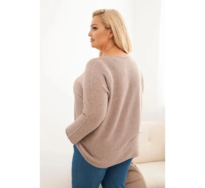 Dámský svetr plus size s lodičkovým výstřihem fango
