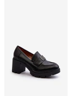 Dámské polobotky na podpatku s ozdobou Černé model 21655240 - Boto Dámské polobotky na podpatku s ozdobou Černé model 21655240 - Boto