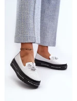 Dámské kozačky z kůže na platformě model 21660118 bílé - S.Barski