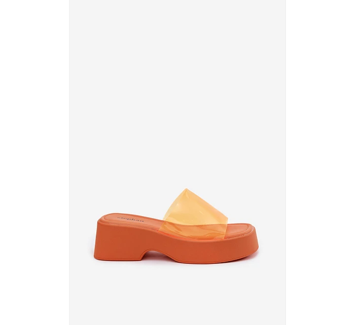 Dámské sandály na platformě s průhledným páskem Oranžové Selestia