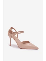 Dámské lakované lodičky s páskem - béžové Tarilin Dámské lakované lodičky s páskem - béžové Tarilin