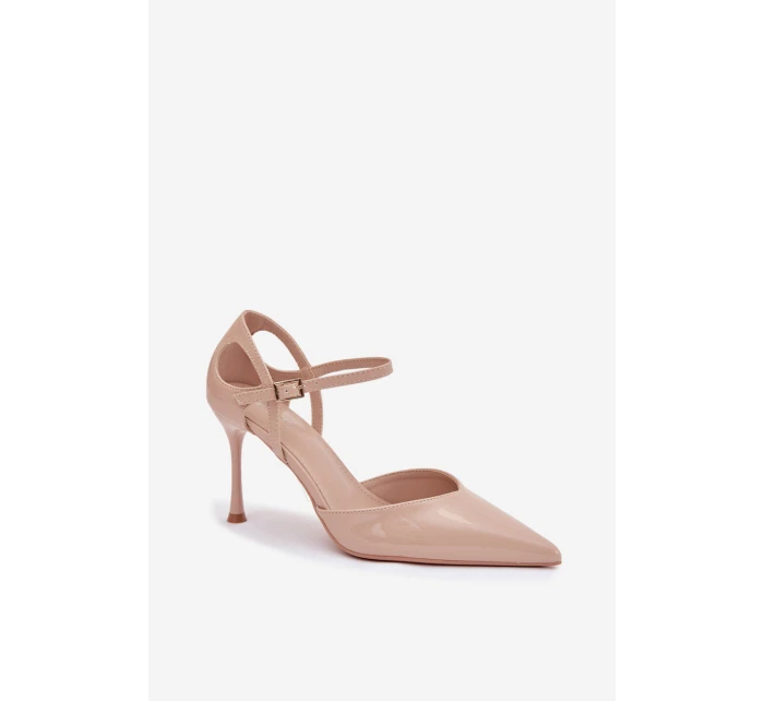 Dámské lakované lodičky s páskem - béžové Tarilin Dámské lakované lodičky s páskem - béžové Tarilin