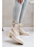 Dámské kotníkové šněrovací boty 089 model 20755012 Ecru Super Me - Inello Dámské kotníkové šněrovací boty 089 model 20755012 Ecru Super Me - Inello