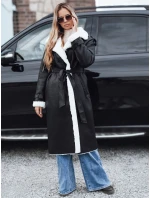 Dámský zimní kabát CHICFROST dlouhý černý kožený FashionStreet TY4991