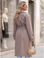 Dlouhý dámský kabát s vázáním v pase, Fango FashionStreet NY0810 Dlouhý dámský kabát s vázáním v pase, Fango FashionStreet NY0810