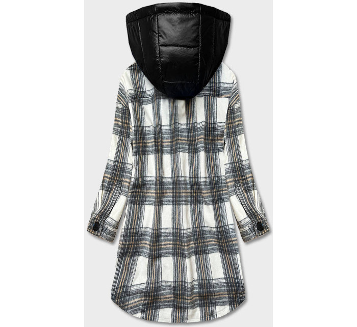 Ecru/šedá dámská károvaná košilová bunda (AG3-1813)