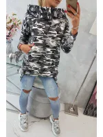 Mikina s dlouhými zády moro grey+black