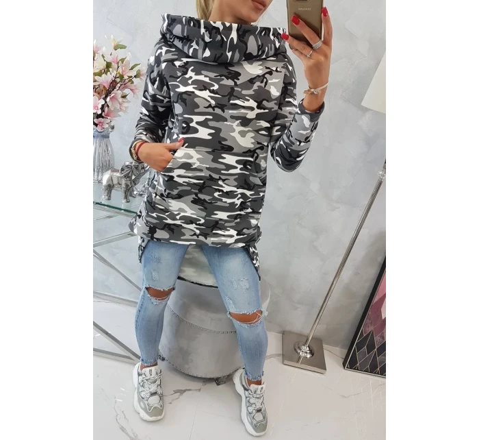 Mikina s dlouhými zády moro grey+black