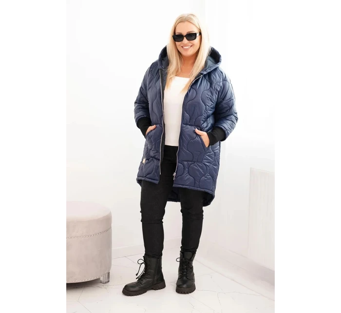 Dámská bunda Plus Size prošívaná s kapucí model 21468722 - K-Fashion