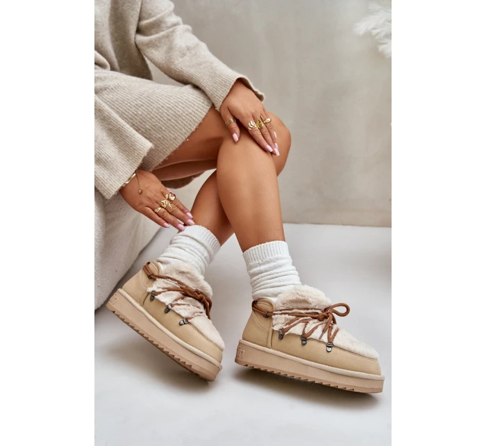 Nízké Sněhule Na Platformě S Kožešinou Béžové model 21674751 - D.Franklin