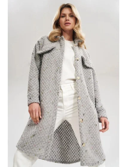 Dámský kabát model 19018761 šedý - Figl
